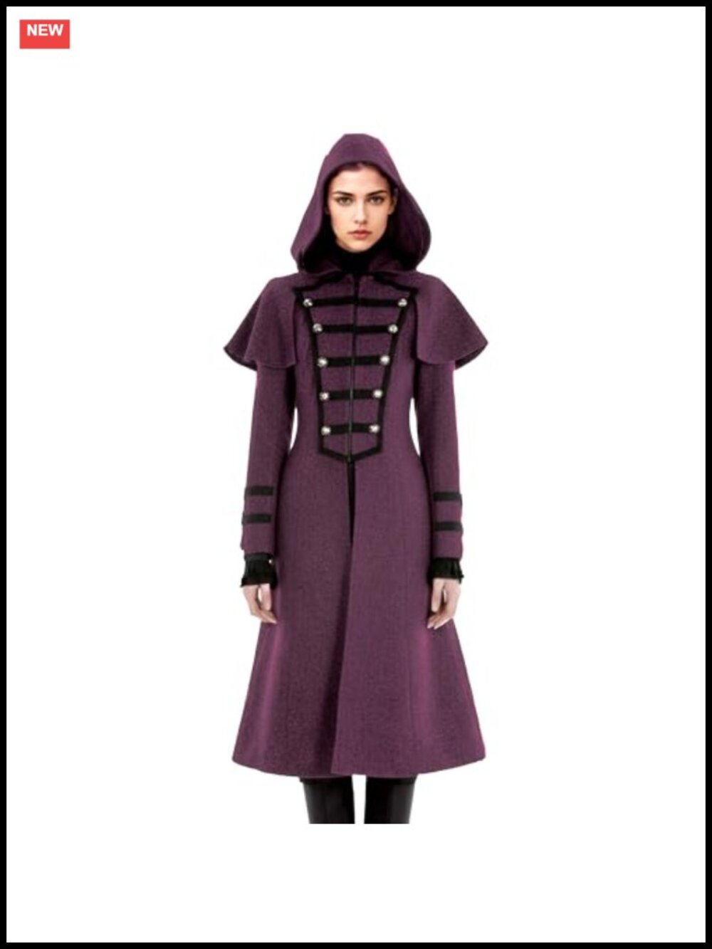 Victorian Steampunk Hooded Tailcoat Pirate Jacket Polyester Spandex